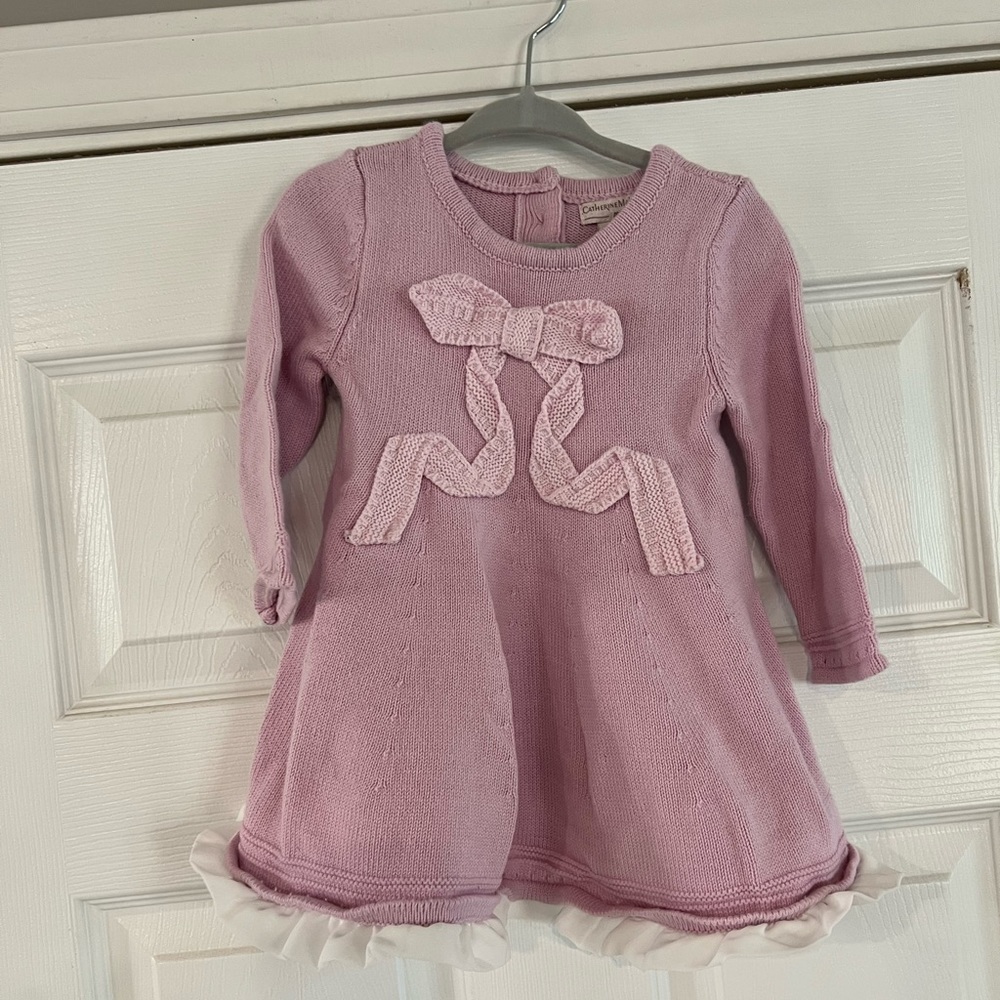 Catherine Maladrino Mini Purple Knit Baby Dress Size 12 Months